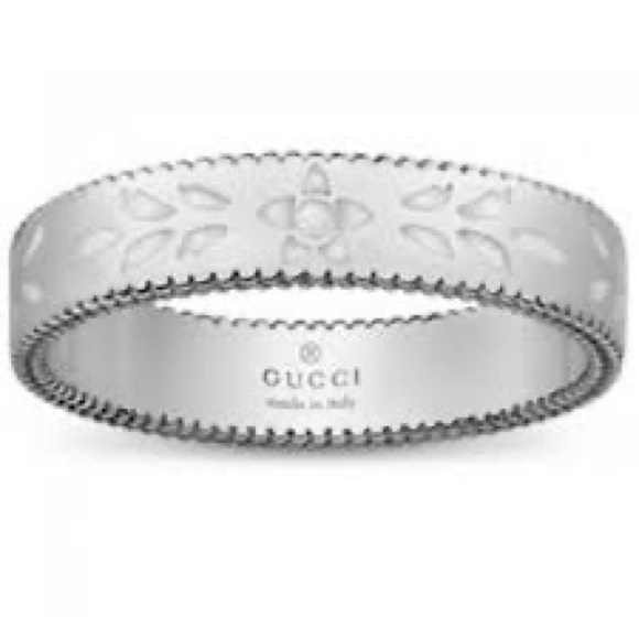 GUCCI White Gold 18k Gold Icon Ring Sz 9
